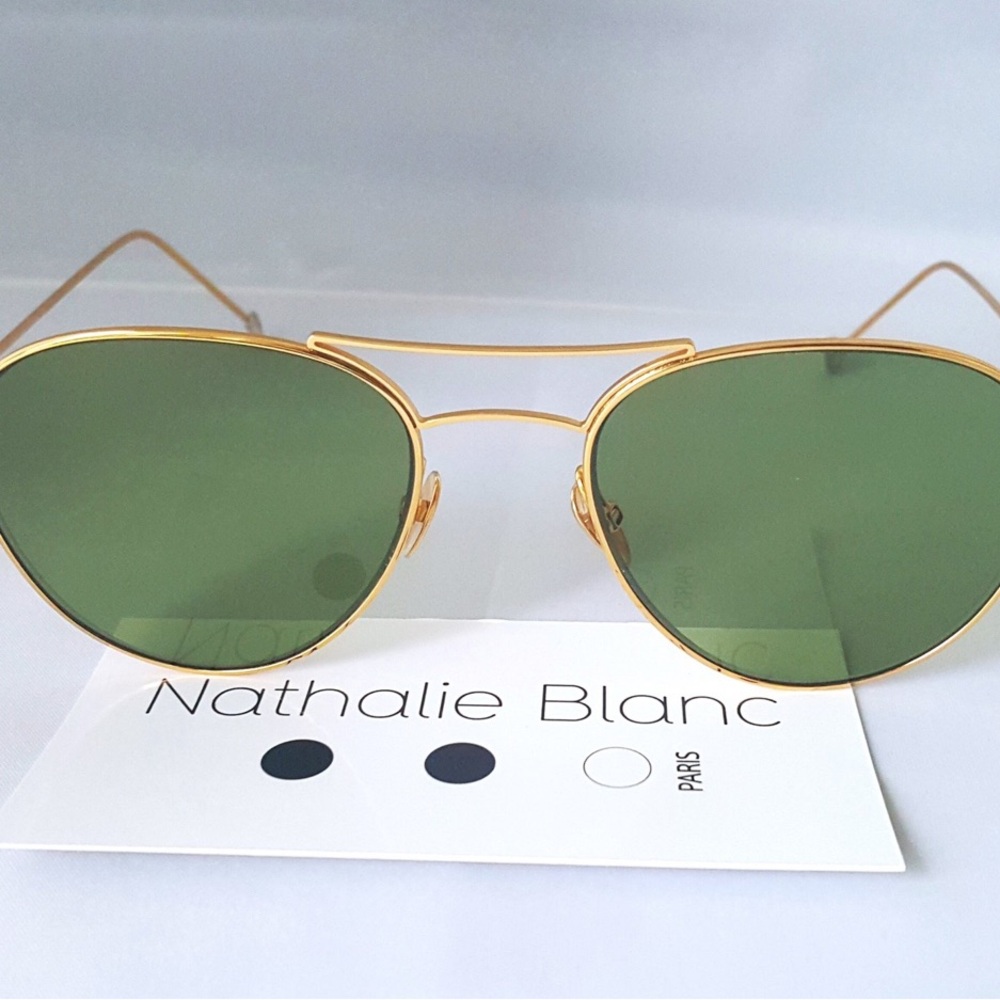 Gold and Green Women's Sunglasses